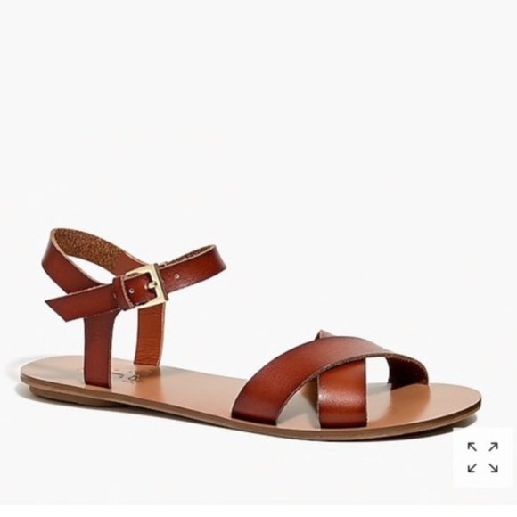 J. Crew Shoes - NEW J. Crew Mahogany Cross Strap Flat Sandals 9